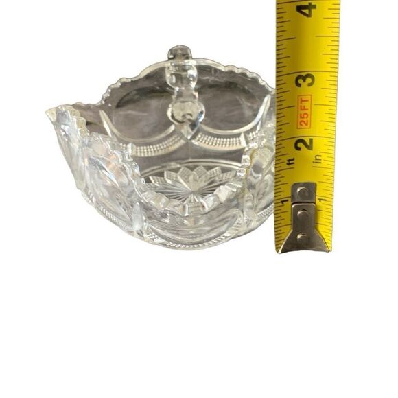 Vintage Fostoria American Glass Triangle Candy Nappy Dish with Handle - An Elega - Picture 14 of 14